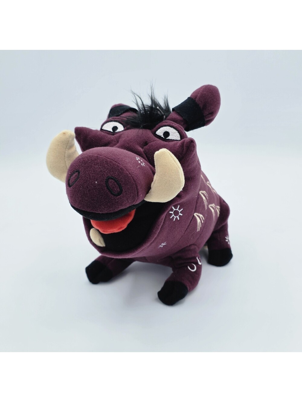 Disney Pumba Plush Warthog Lion King Broadway Burgundy Cream Embroidery 8"